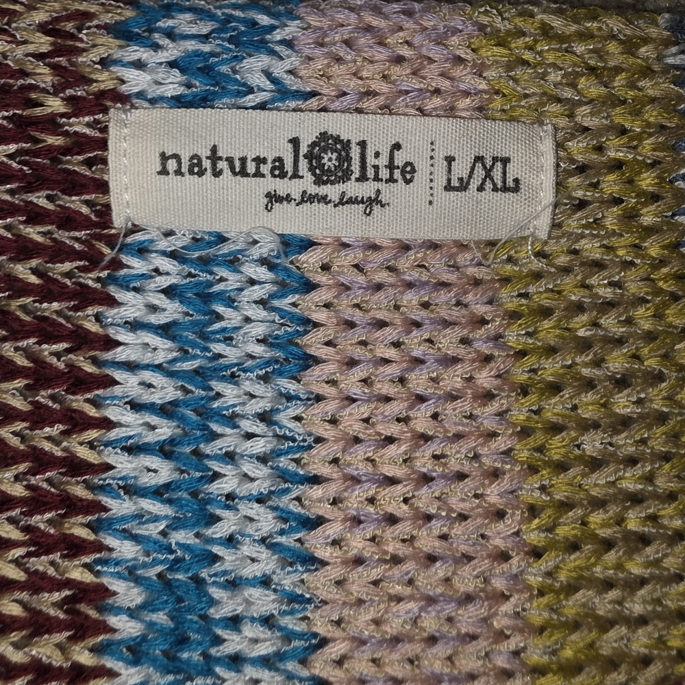Natural Life Boho Hippie Festival Cottagecore Fringe Poncho Sweater, Size L/XL - Picture 5 of 8